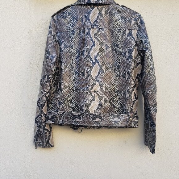 Stand Studio Polly Snakeskin-Effect Genuine Leather Biker Jacket - Picture 5 of 9